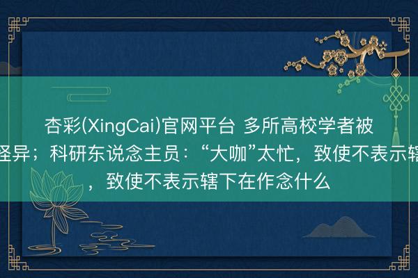 杏彩(XingCai)官网平台 多所高校学者被举报涉嫌学术怪异；科研东说念主员：“大咖”太忙，致使不表示辖下在作念什么
