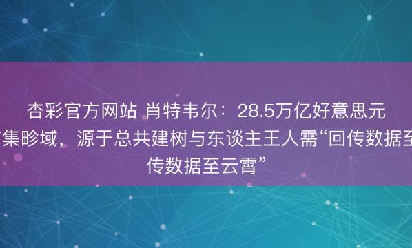 杏彩官方网站 肖特韦尔：28.5万亿好意思元潜在市集畛域，源于总共建树与东谈主王人需“回传数据至云霄”