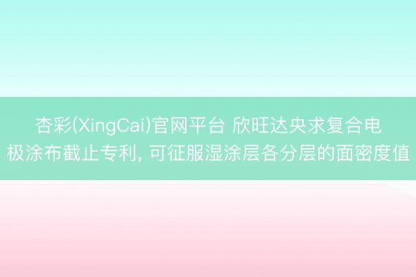 杏彩(XingCai)官网平台 欣旺达央求复合电极涂布截止专利, 可征服湿涂层各分层的面密度值