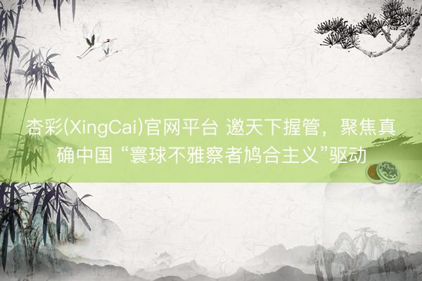 杏彩(XingCai)官网平台 邀天下握管，聚焦真确中国 “寰球不雅察者鸠合主义”驱动